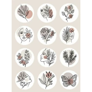 Lineart Elements Decor Tema Sticker Etiket 2 Sayfa 24 Adet Etiket