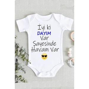 Dayı Iyi Ki Dayım Var Sayesinde Havam Var %100 Pamuklu Organik Baskılı Zıbın Body