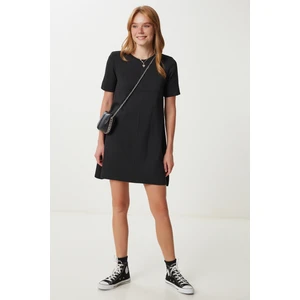 Oversize Basic Triko Elbise LUB0161 Siyah