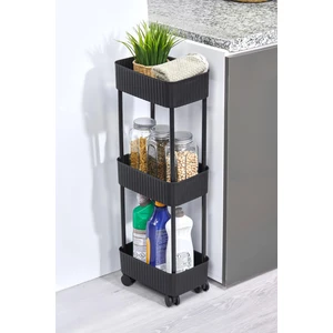Okyanus Home 3 Katlı Tekerlekli Banyo-Mutfak Düzenleyici Pratik Raf Siyah