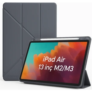 Apple iPad Air 13INÇ M2/m3 Kılıf Kalem Bölmeli Trifolding Case A2898 A2899 A2900