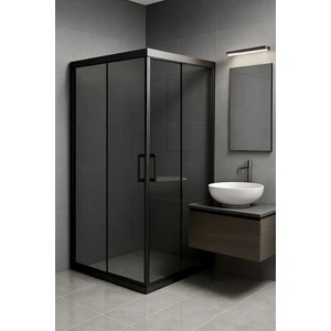 Duşakabin Füme Temper Cam Elegant Seri Kare Sıyah Profil - Yükseklik: 190 cm