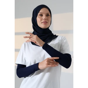 Kadın Düz Dikişsiz Pratik Likralı Tesettür Kolluk Penye Namaz Kolluğu - Lacivert