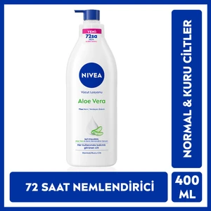 NIVEA Aloe Vera Vücut Losyonu 400ml, Normal / Kuru Ciltler için, Derinlemesine Nemlendirici Serum ve Aloe vera ile 48 Saat Vücut Nemlendirme