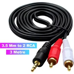 2 Rca Aux 3.5mm To 2rca Stereo Lale Aux Ses Kablosu (3 Metre)