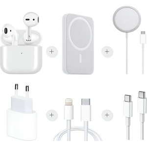 Sbz Apple İphone Tam Takım Set 6 Parça - Bluetooth Kulaklık - Magsafe Powerbank - Magsafe Şarj Aleti - 35W Usb-C Hızlı Şarj Adaptörü - Usb-C to Lightning ve Type-C to Type-C Hızlı Şarj Kablosu