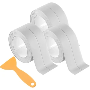 3 Rulo Su Geçirmez Kendinden Yapışkanlı Silikon Bant, Tuvalet, Banyo, Lavabo, Küvet, Zemin ve Duvar Kenarı Için Silikon Bantlar Beyaz (Yurt Dışından)