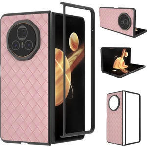 Digital Computer Home Honor Magic V3 5g Kılıf Dokuma Doku Pu Deri Kaplamalı Pc Cep Telefonu Kılıfı-Pembe (Yurt Dışından)