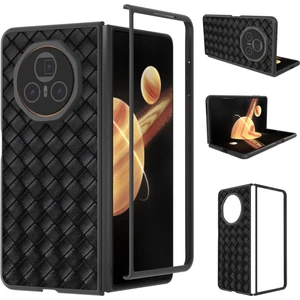 Digital Computer Home Honor Magic V3 5g Kılıf Dokuma Doku Pu Deri Kaplamalı Pc Cep Telefonu Kılıfı-Siyah (Yurt Dışından)