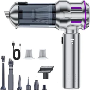 El Tipi Üflemeli Şarjlı Süpürge, 15.000PA Yüksek Performanslı 4'ü 1 Arada Araba Süpürgesi