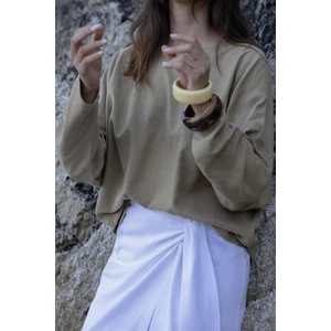 Ihlamur Yeşili Ole Oversize Keten Bluz