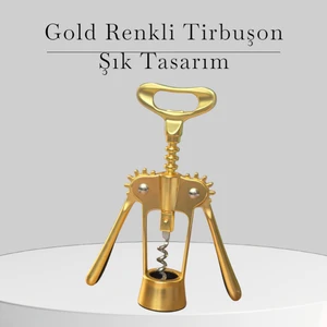 Çelik Tirbuşon Gold Rengi Şık Tasarım