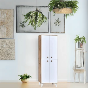 Neva Mobilya İnci Portmanto Dolabı Atlantik Çam Beyaz 4 Kapaklı Raflı Çok Amaçlı Ayakkabılık 60x37x195 Cm