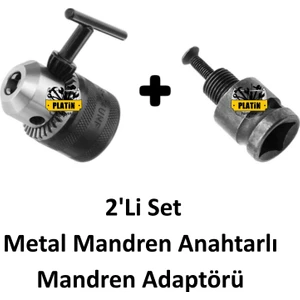 Platin Hırdavat Mandren Adaptörü Anahtarlı Mandren 1,5-13mm 2'Li Set