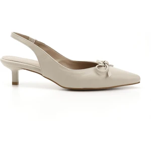 Kadın Ten Kısa İnce Topuklu Fiyonklu Arkası Açık Ayakkabı