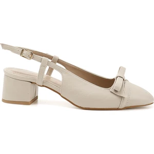 Kadın Ten Fiyonklu Kısa Kalın Topuklu Arkası Açık Ayakkabı