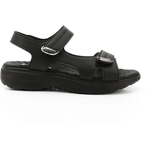 Kadın Siyah Cırt Bantlı Dolgu Topuk Comfort Sandalet