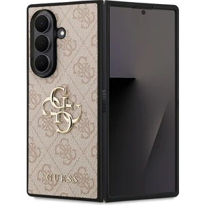 Galaxy Z Fold 7 Uyumlu Kılıf Guess Orjinal Lisanslı Pu Deri Büyük Metal Logo Dizaynlı Kapak Pembe