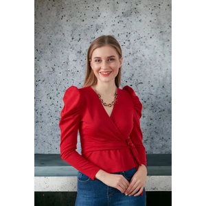 Belden Kuşaklı Omuz Detay Scuba Bluz