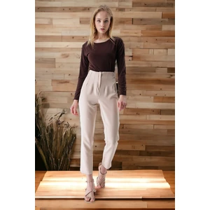 Yüksek Bel Çift Pens Pantolon