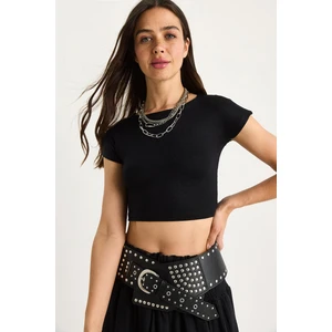 Kadın % Pamuklu Crop T-Shirt