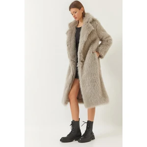 Kadın Uzun Kürklü Astarlı Mont