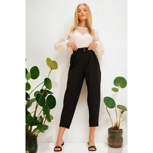 Yüksek Bel  Pileli Havuç Kesim Pantolon