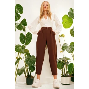 Yüksek Bel  Pileli Havuç Kesim Pantolon