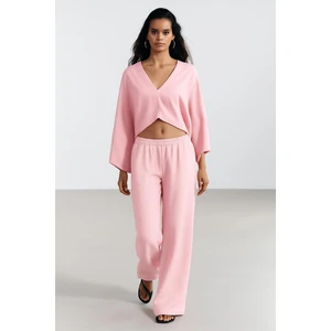 Beli Lastikli Keten Görünümlü Pantolon