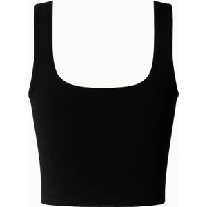 Kare Yaka Ribanalı Askılı Crop Atlet