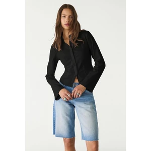 Vücuda Oturan Basic Crop Gömlek