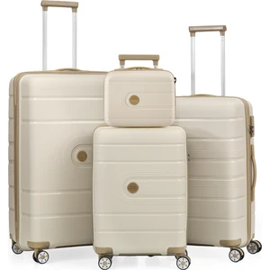 Ultra Hafif Polipropilen Kırılmaz Büyük Orta Kabin+Makyaj 4 Lü Valiz Seti