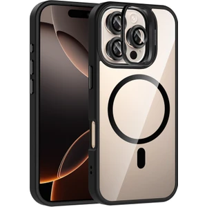 Apple 16 Pro Max Kılıf Standlı ve Kamera Lens Hediyeli M-Safe Şarj Özellikli  Etro Kapak