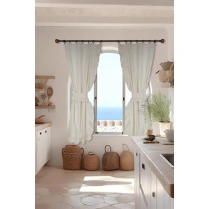 Cotton Maison Naturel Perde Vintage Çift Kanat Dikey Fırfırlı