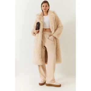 Kadın Uzun Kürklü Astarlı Mont