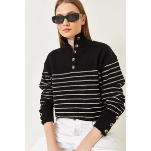 Kadın Kolu Düğmeli Patlı Triko Kazak