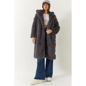Kadın Uzun Kürklü Astarlı Mont