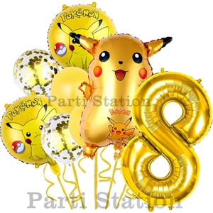 Parti Station Pokemon Pikachu Konsept 8 Yaş Doğum Günü Balon Set Pokemon Pikaçu Folyo Balon Set