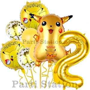 Parti Station Pokemon Pikachu Konsept 2 Yaş Doğum Günü Balon Set Pokemon Pikaçu Folyo Balon Set