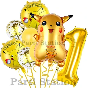 Parti Station Pokemon Pikachu Konsept 1 Yaş Doğum Günü Balon Set Pokemon Pikaçu Folyo Balon Set