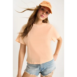 Kadın Organik Pamuklu Regular Kalıp Bisiklet Yaka Basic Kısa Kollu T-Shirt