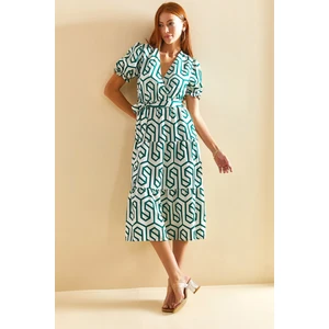 Kadın Kruvaze Yaka Kuşaklı Elbise