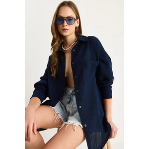 Kadın Oversize Basic Müslin Gömlek