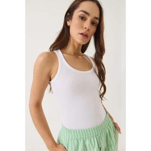 Kadın Fitilli Görünümlü Kalın Askılı Kaşkorse Basic Atlet