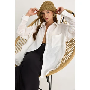 Kadın Oversize Basic Müslin Gömlek