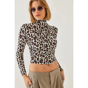Kadın Balıkçı Yaka Desenli Bluz -