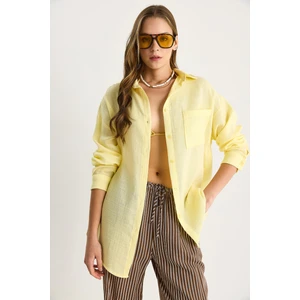 Kadın Oversize Basic Müslin Gömlek