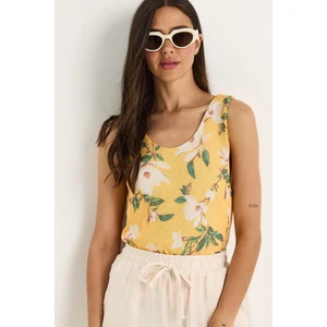 Kadın Desenli Kalın Askılı Dijital Baskılı Regular Yazlık Örme Bluz