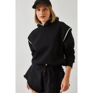 Kadın Kapişonlu Dantel Detaylı Sweatshirt