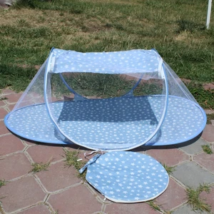 Katlanabilir Mavi Bebek Cibinlik Çantalı Tül Sineklik Haşere Koruyucu Bebek Gölgelik 120-60 cm